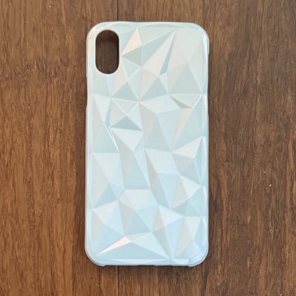 FREE🌟Y2K Pearl Apple iPhone X 10 Prism Geometric 3D White Holographic Phone Case